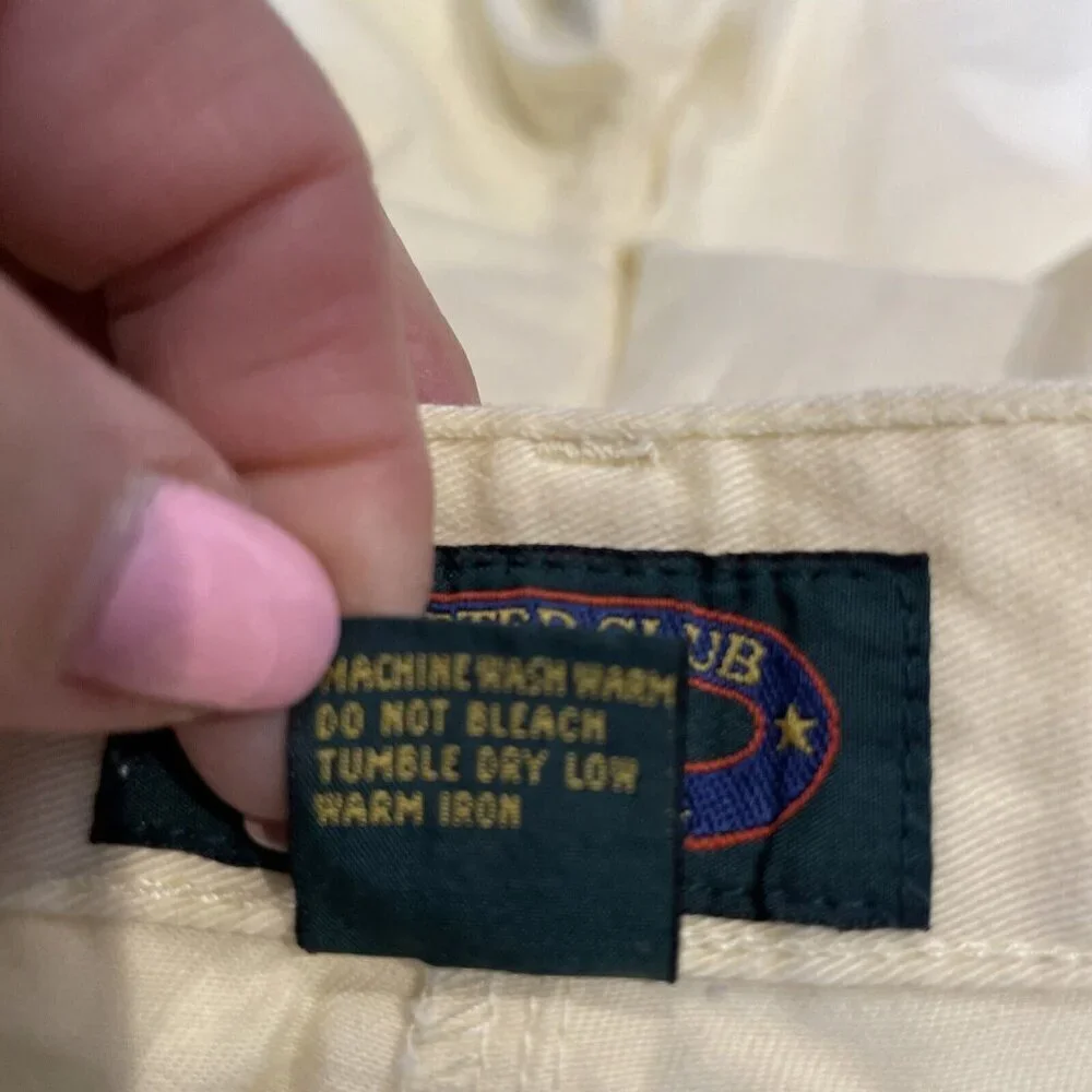 Charter Club Bermuda Twill Shorts Women's 14 Yellow Pleated Cuffed 100% Cotton